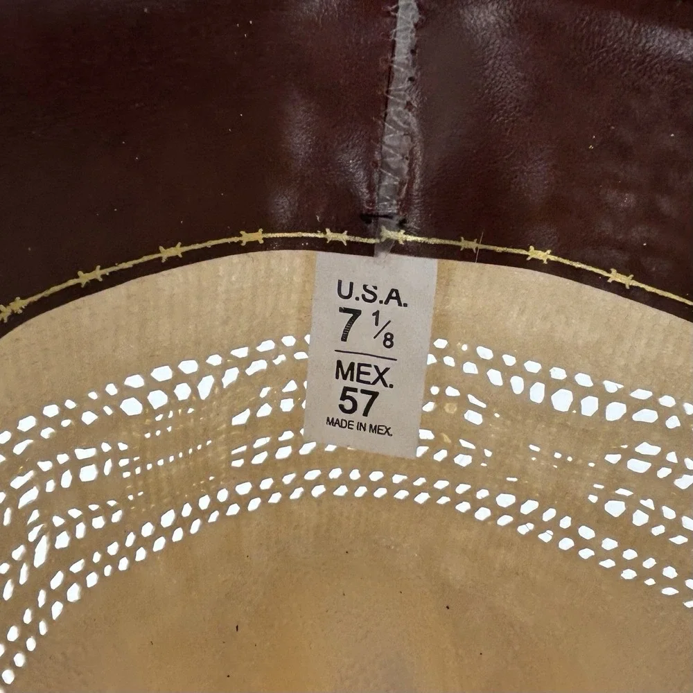 Wild Bill Hats Western Cowboy Hat Rodeo Branded Sz‎ 7 1/8 Mexico 57 White Cream